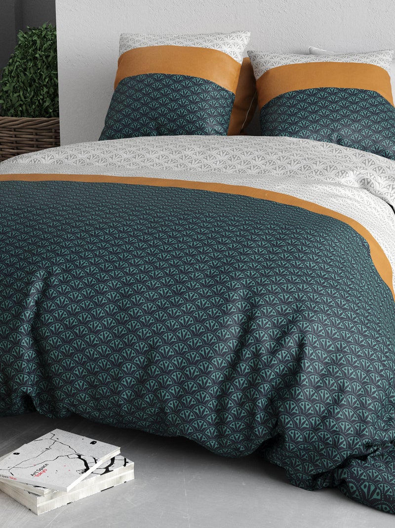 Dekbedset met print - dekbedovertrek + 2 kussenslopen - Voor 2-persoonsbed Grijs - Kiabi