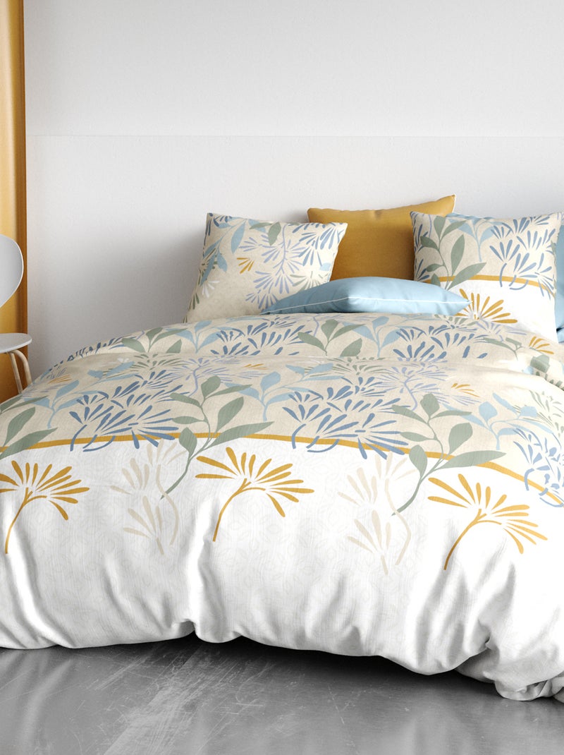 Dekbedset met print - dekbedovertrek + 2 kussenslopen - Voor 2-persoonsbed Wit - Kiabi