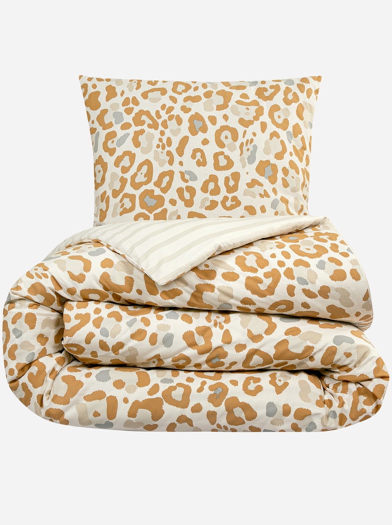 Dekbedset met print - Voor 2-persoonsbed BIEGE - Kiabi