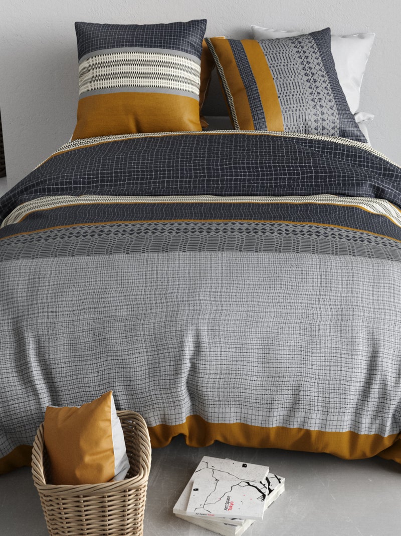 Dekbedset met print - Voor 2-persoonsbed Grijs - Kiabi