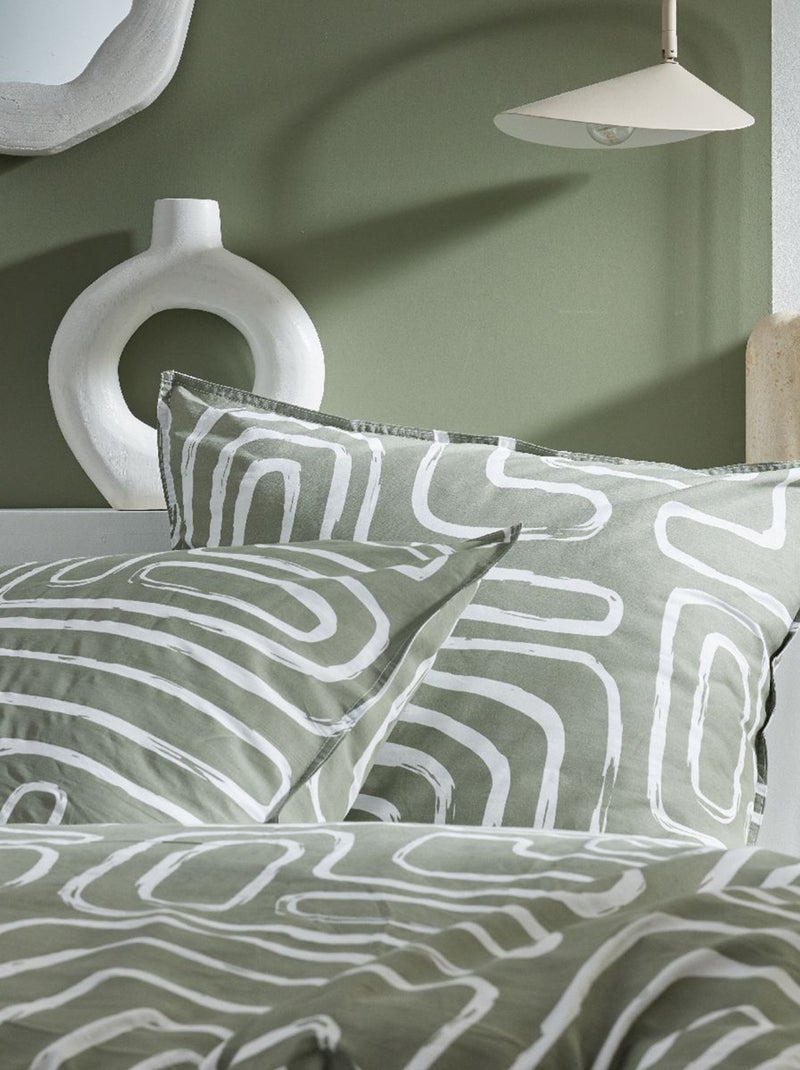 Dekbedset met print - Voor 2-persoonsbed KAKI - Kiabi