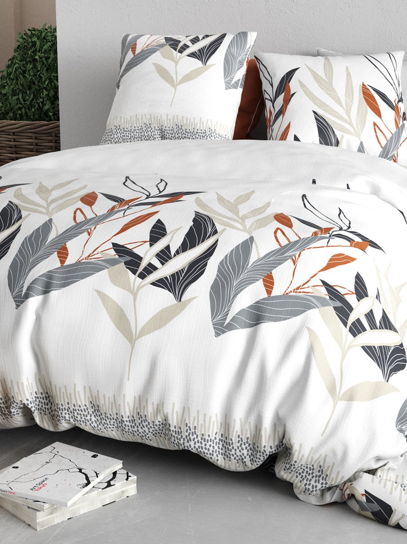 Dekbedset met print - Voor 2-persoonsbed Wit - Kiabi