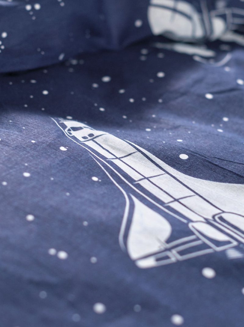 Dekbedset met rakettenprint - Voor 1-persoonsbed Blauw - Kiabi