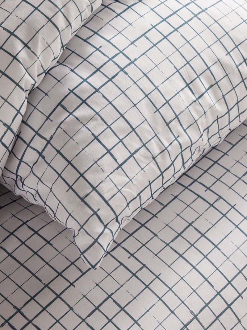 Dekbedset met ruitjes - Voor 2-persoonsbed WIT - Kiabi