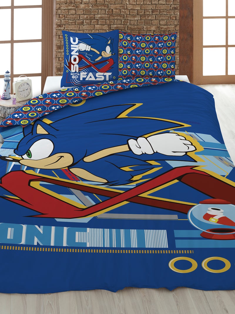 Dekbedset met Sonic-print - 1-persoonsbed BLAUW - Kiabi