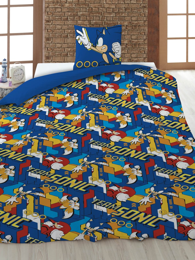 Dekbedset met Sonic-print - Voor 1-persoonsbed Blauw - Kiabi