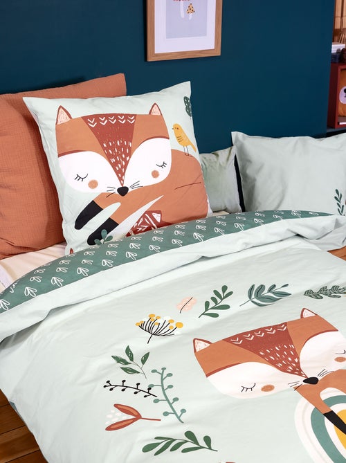 Dekbedset met vosprint - 1-persoonsbed - Kiabi