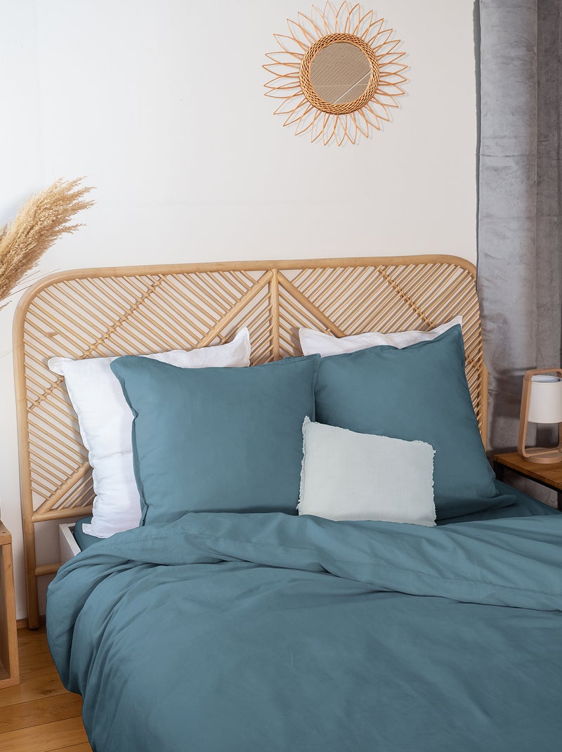 Dekbedset van linnenmix - Voor 2-persoonsbed BLAUW - Kiabi