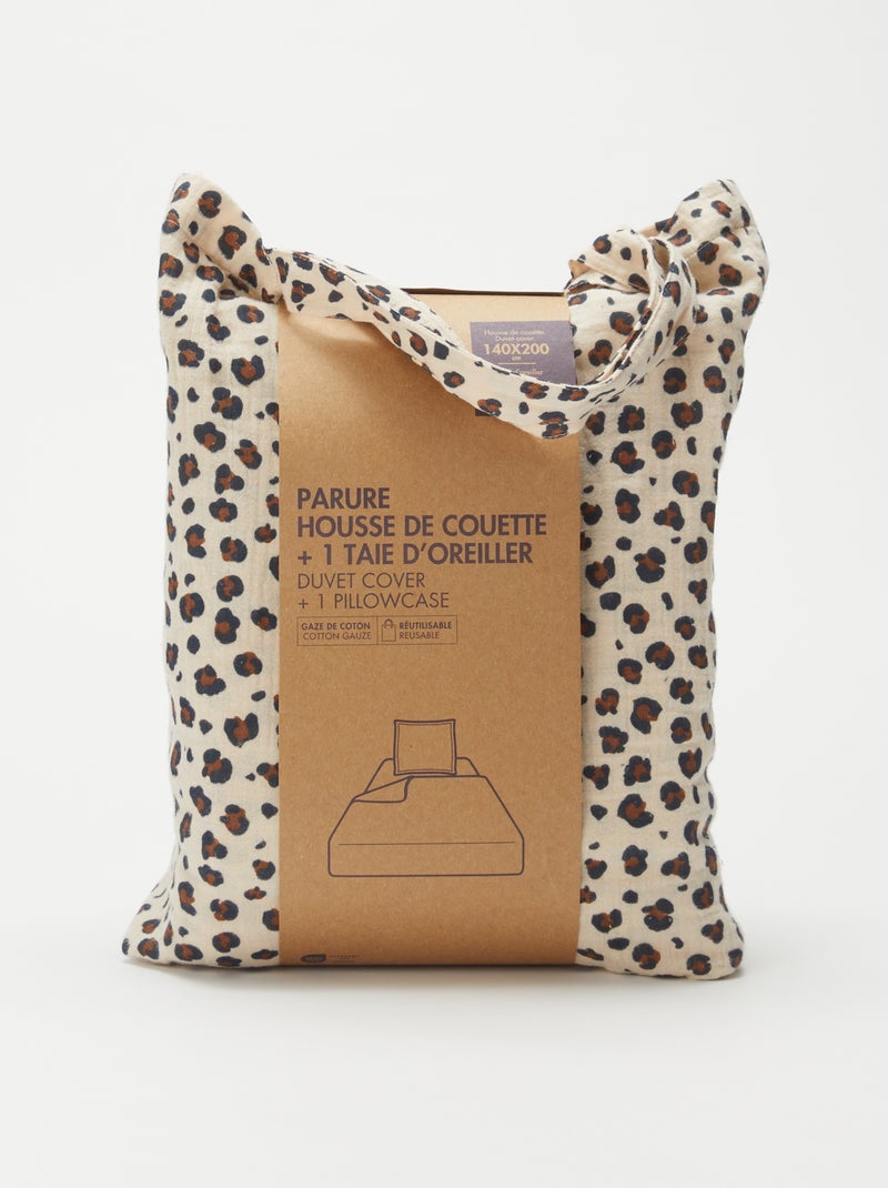 Dekbedset van zachte, luchtige katoen voor 1-persoonsbed (140x200 cm) - Kiabi Home BIEGE - Kiabi