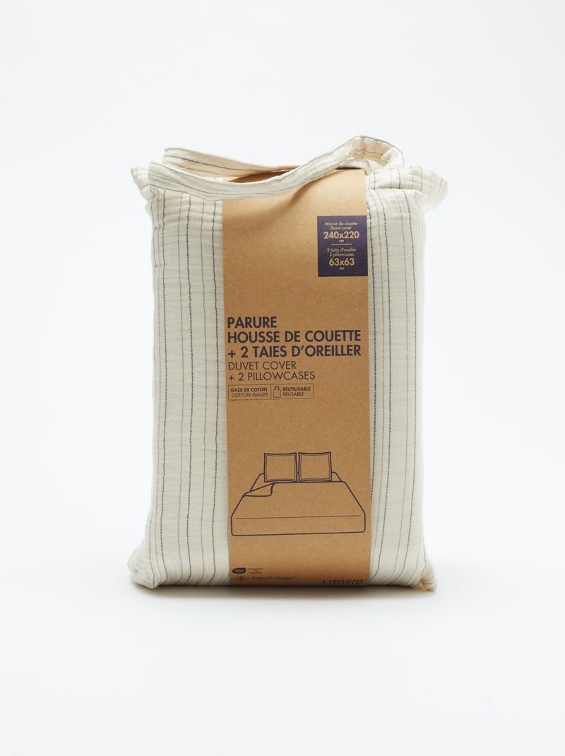 Dekbedset van zachte, luchtige katoen voor 2-persoonsbed (240 x 220 cm) - Kiabi Home BIEGE - Kiabi