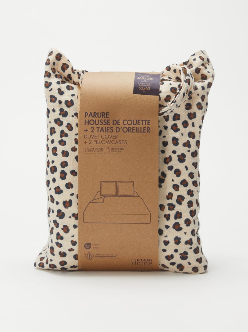 Dekbedset van zachte, luchtige katoen voor 2-persoonsbed (260x240 cm) - Kiabi Home BIEGE - Kiabi