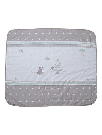 Deken met beerprint van katoen en fleece 80 x 80 cm 'Indibear' ROBA