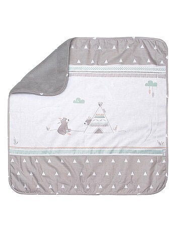 Deken met beerprint van katoen en fleece 80 x 80 cm 'Indibear' ROBA