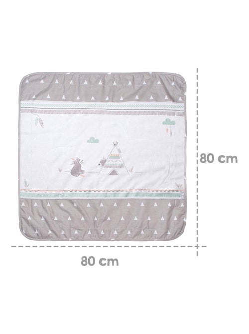 Deken met beerprint van katoen en fleece 80 x 80 cm 'Indibear' ROBA - Kiabi Deken met beerprint van katoen en fleece 80 x 80 cm 'Indibear' ROBA - Kiabi