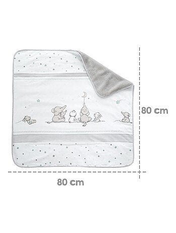 Deken met olifantenprint van katoen en fleece 80 x 80 cm 'Sternenzauber' ROBA
