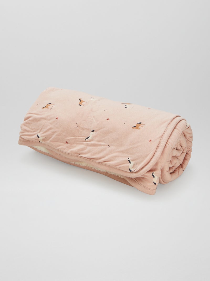 Deken met print en fleece voering ROSE - Kiabi