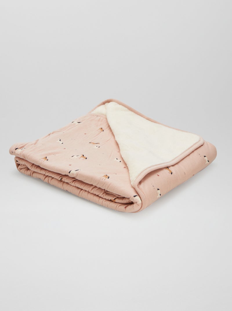Deken met print en fleece voering ROSE - Kiabi