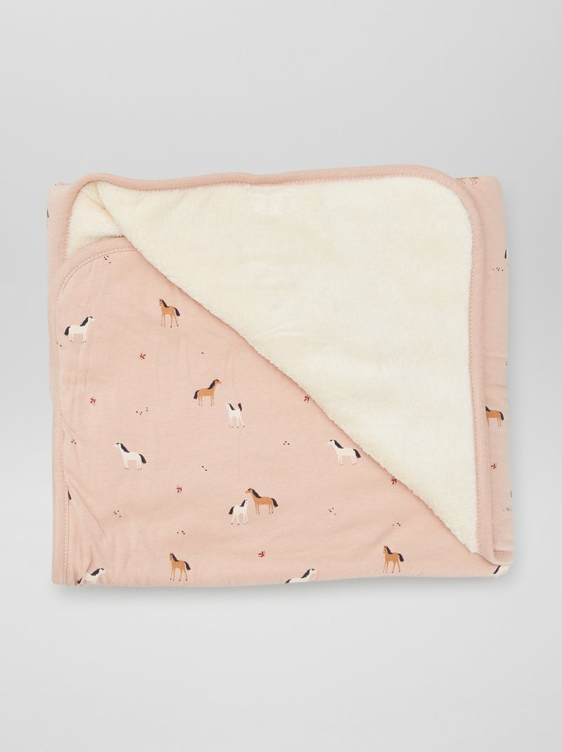 Deken met print en fleece voering ROSE - Kiabi