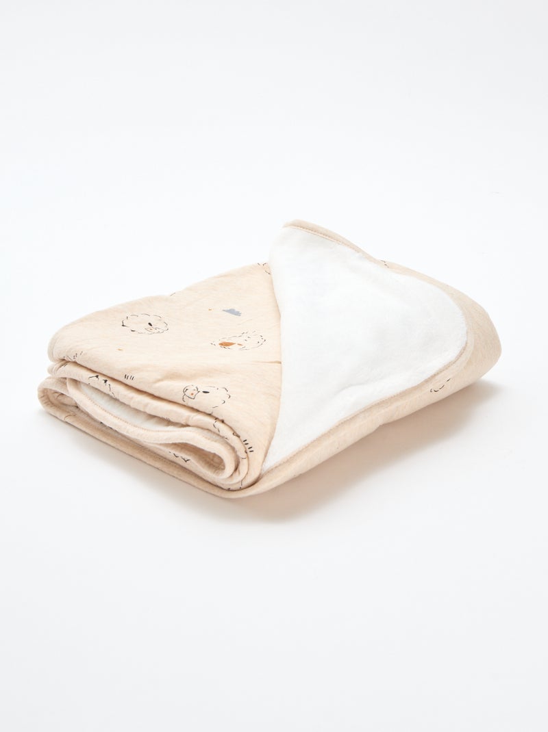 Deken met print en voering met fleece-effect Biege - Kiabi