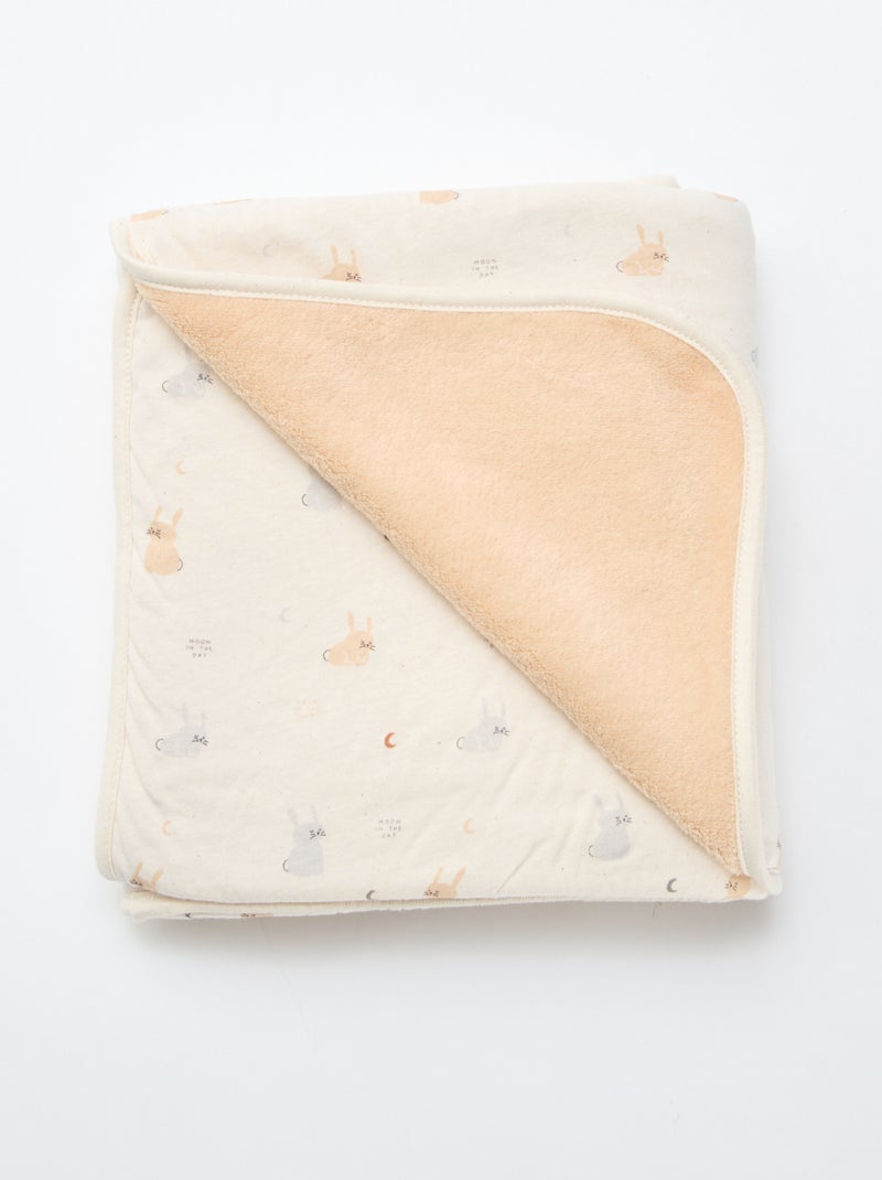 Deken met print en voering met fleece-effect Biege - Kiabi