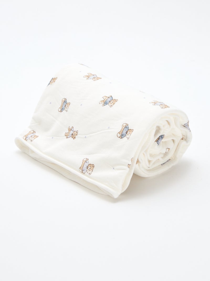 Deken van katoenjersey met print Biege - Kiabi