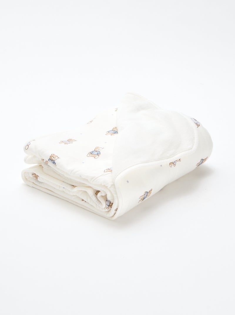 Deken van katoenjersey met print Biege - Kiabi