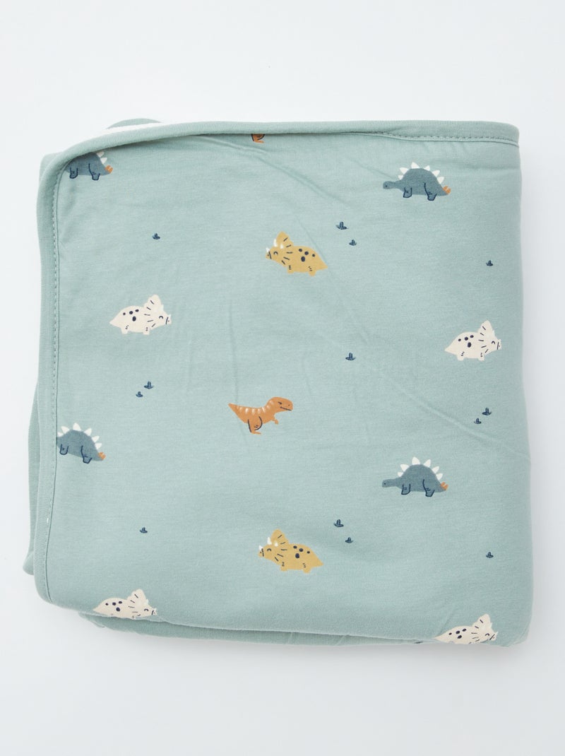 Deken van katoenjersey met print BLAUW - Kiabi