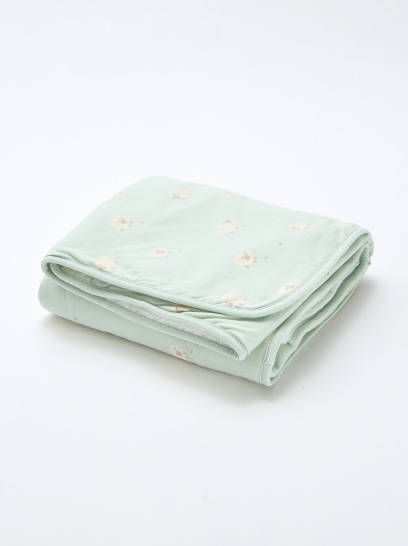 Deken van katoenjersey met print Blauw - Kiabi