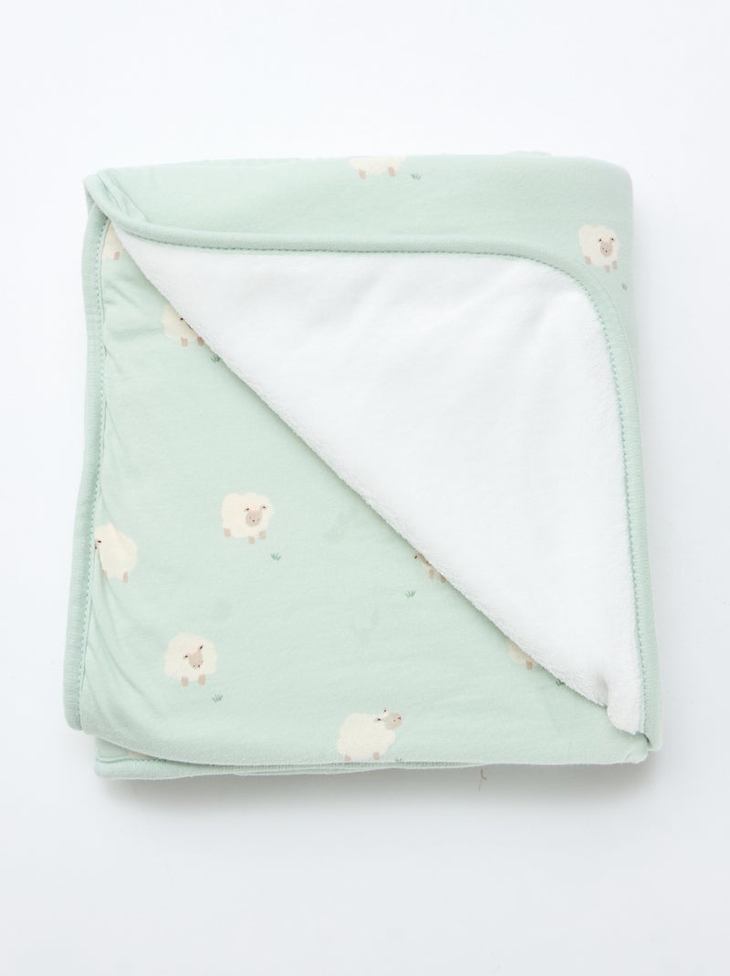 Deken van katoenjersey met print Blauw - Kiabi