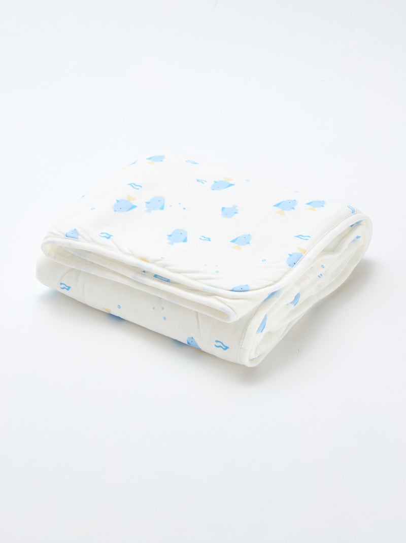 Deken van katoenjersey met print Wit - Kiabi