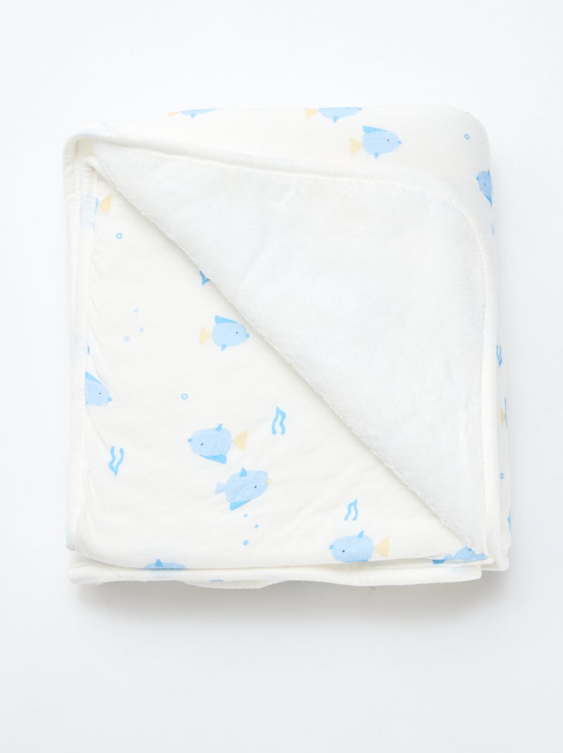Deken van katoenjersey met print Wit - Kiabi