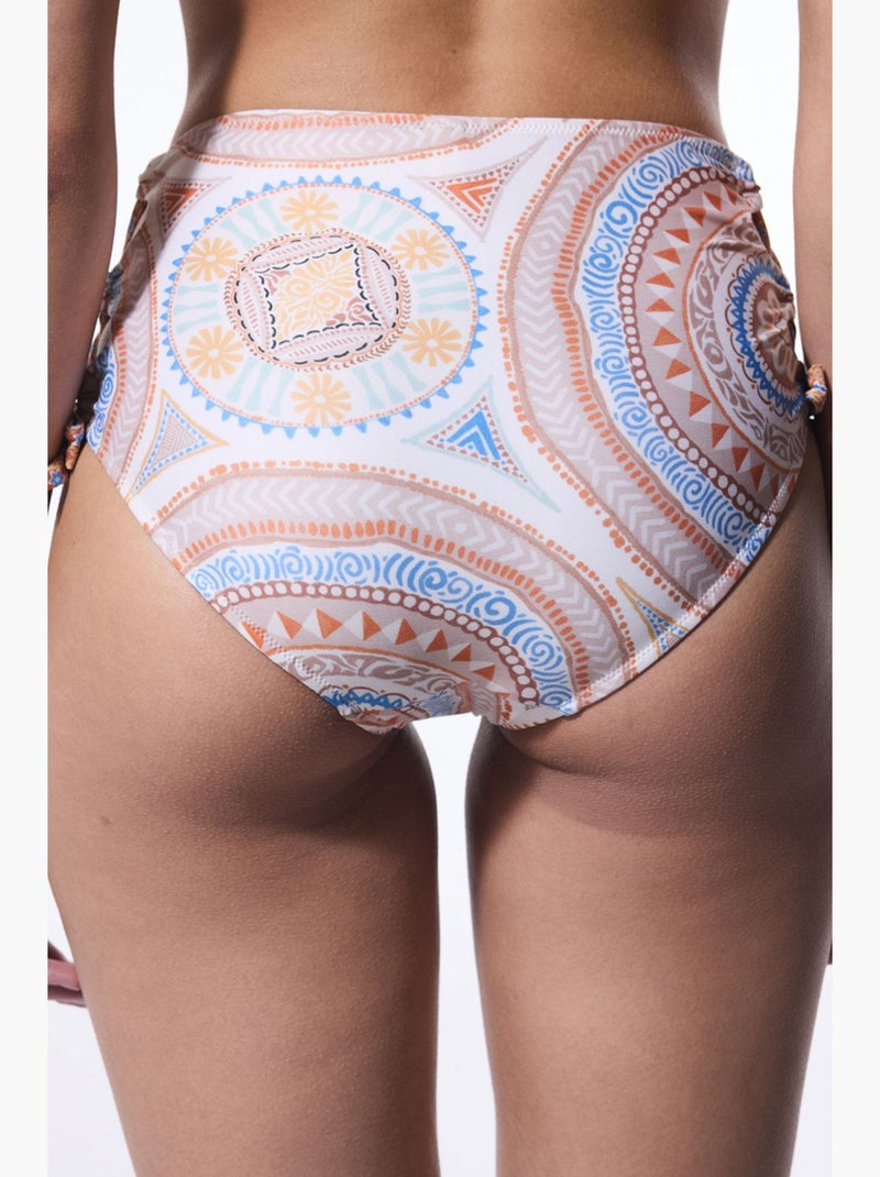 Della high fashion bikinibroekje met hoge taille penti Wit Oranje Blauw - Kiabi