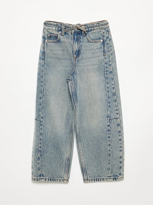 Denim barrel fit broek met ceintuur - Kiabi Denim barrel fit broek met ceintuur - Kiabi