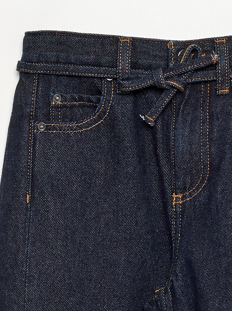 Denim barrel fit broek met ceintuur Blauw - Kiabi