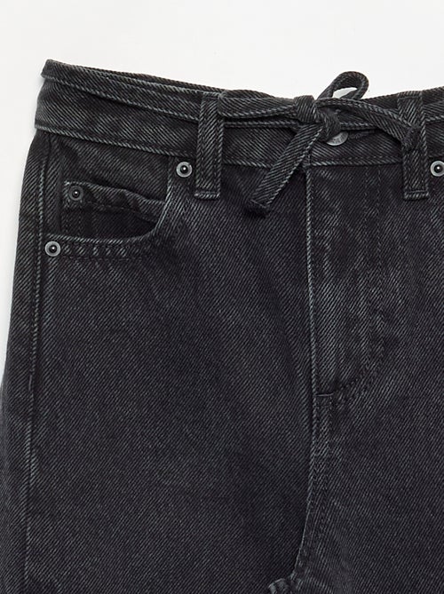 Denim barrel fit broek met ceintuur - Kiabi