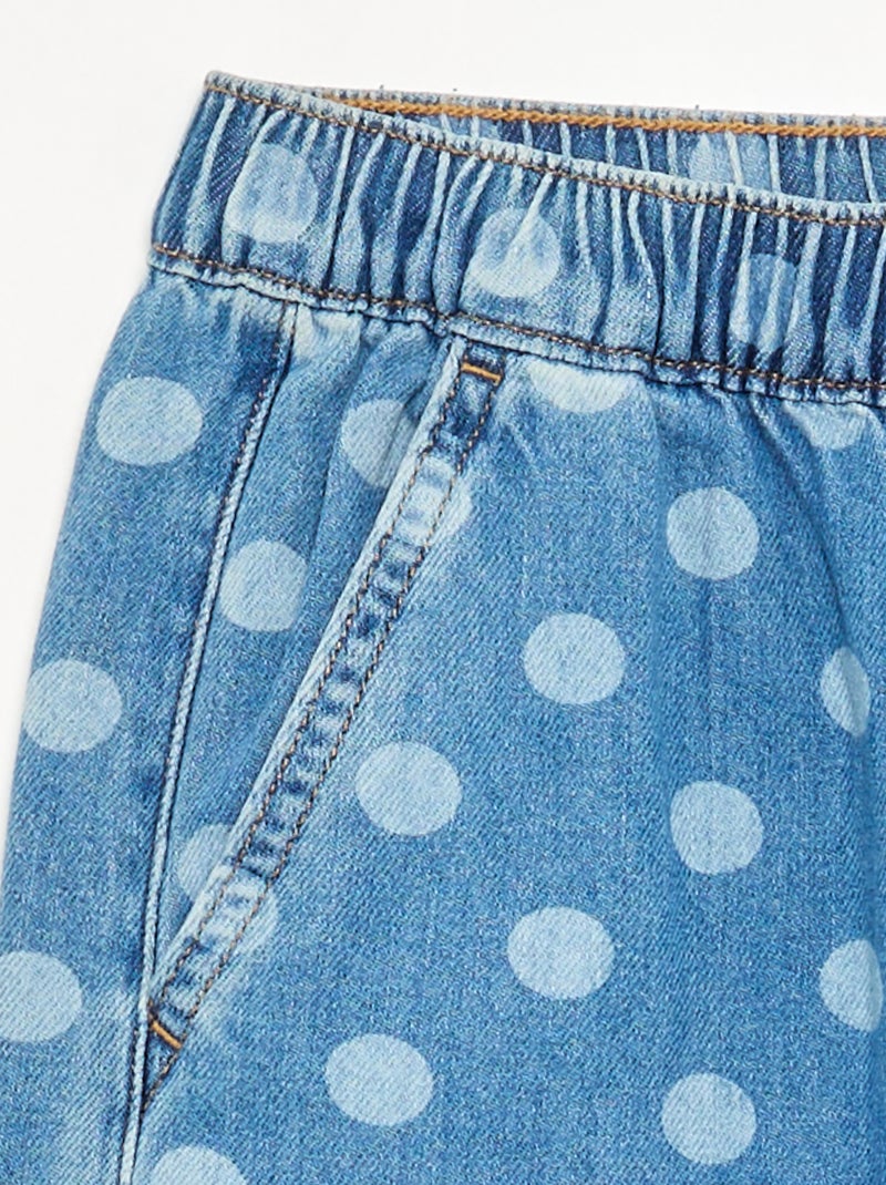 Denim barrel fit jeans met stippenprint Blauw - Kiabi