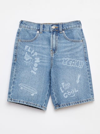 Denim bermuda met skatersprint