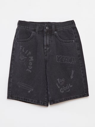 Denim bermuda met skatersprint