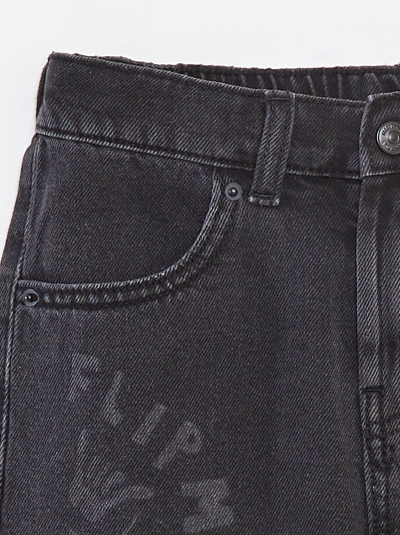 Denim bermuda met skatersprint Grijs - Kiabi