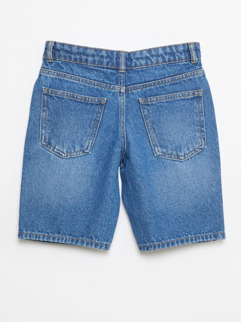 Denim bermuda slim fit stretch van katoen Blauw - Kiabi
