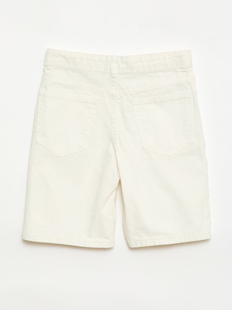 Denim bermuda slim fit stretch van katoen Ecru - Kiabi