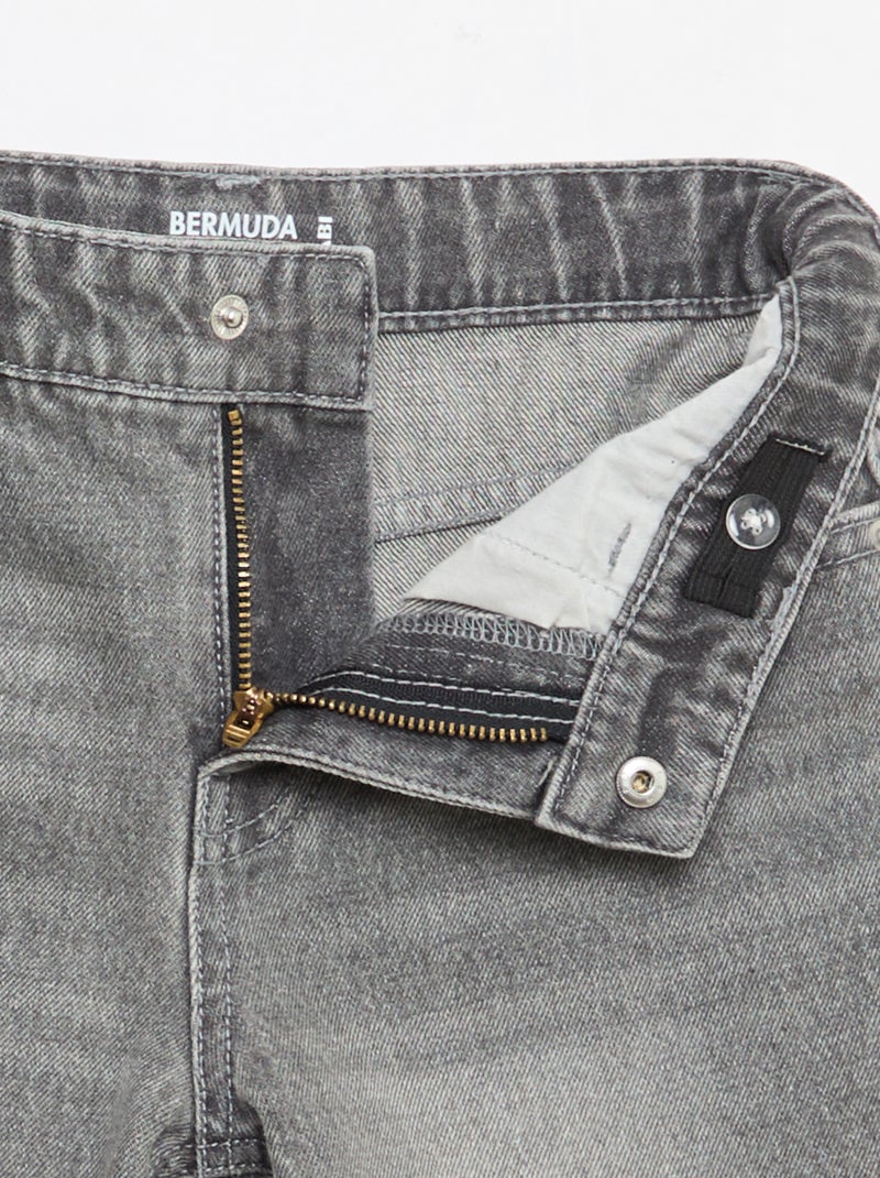 Denim bermuda slim fit stretch van katoen Grijs - Kiabi