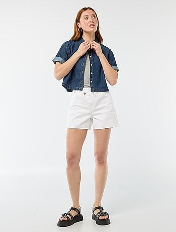 Denim blouse met 3/4 mouwen