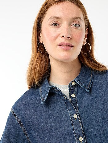 Denim blouse met 3/4 mouwen