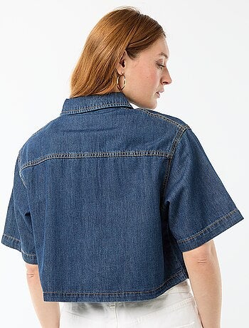 Denim blouse met 3/4 mouwen