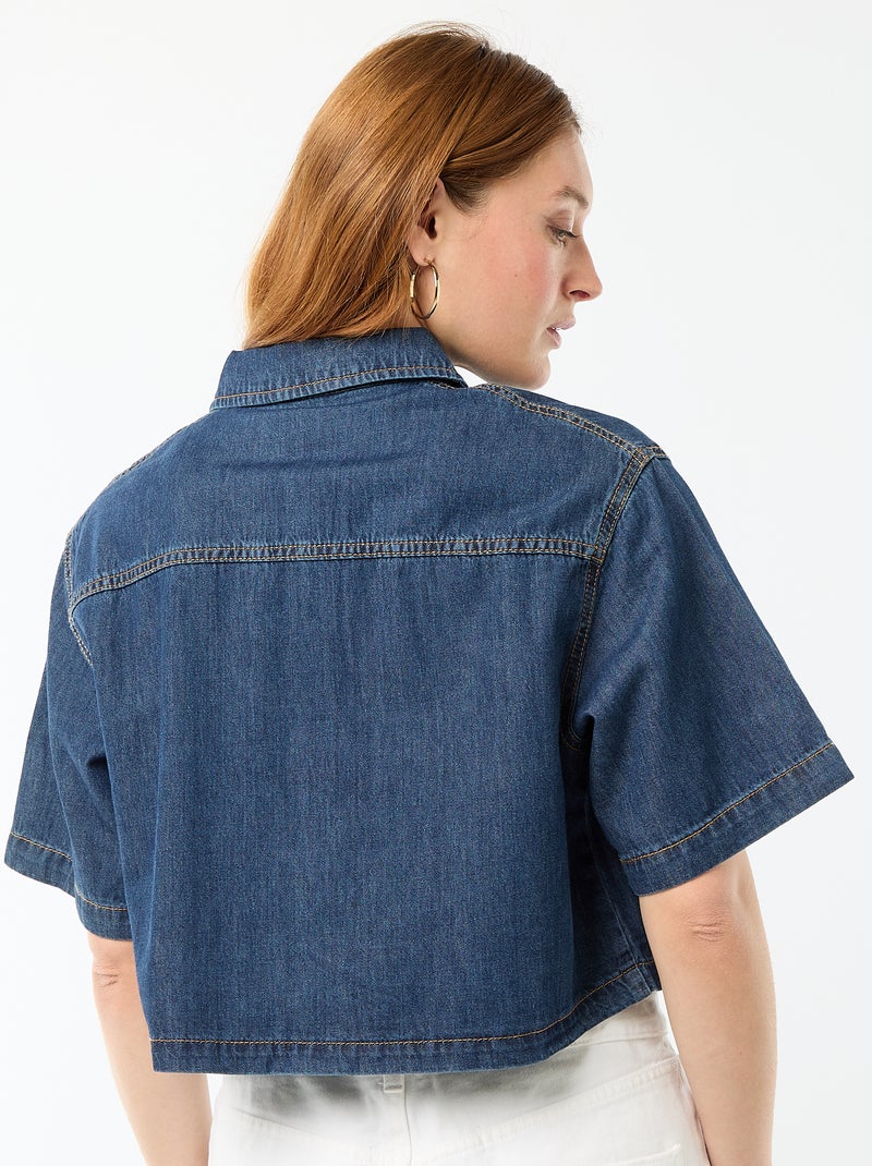 Denim blouse met 3/4 mouwen Blauw - Kiabi