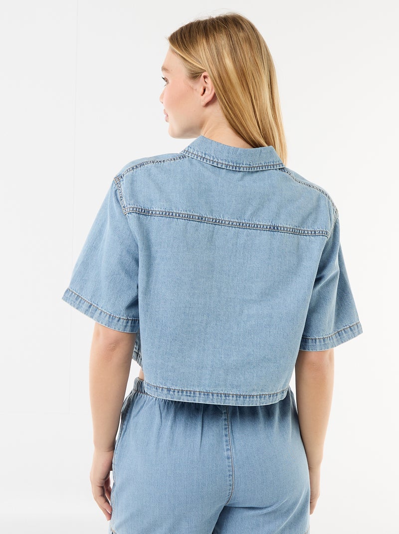 Denim blouse met 3/4 mouwen Blauw - Kiabi