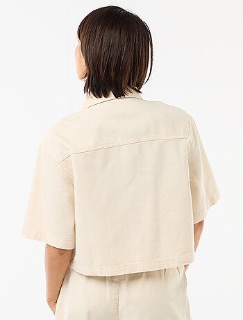 Denim blouse met 3/4 mouwen