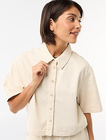 Denim blouse met 3/4 mouwen