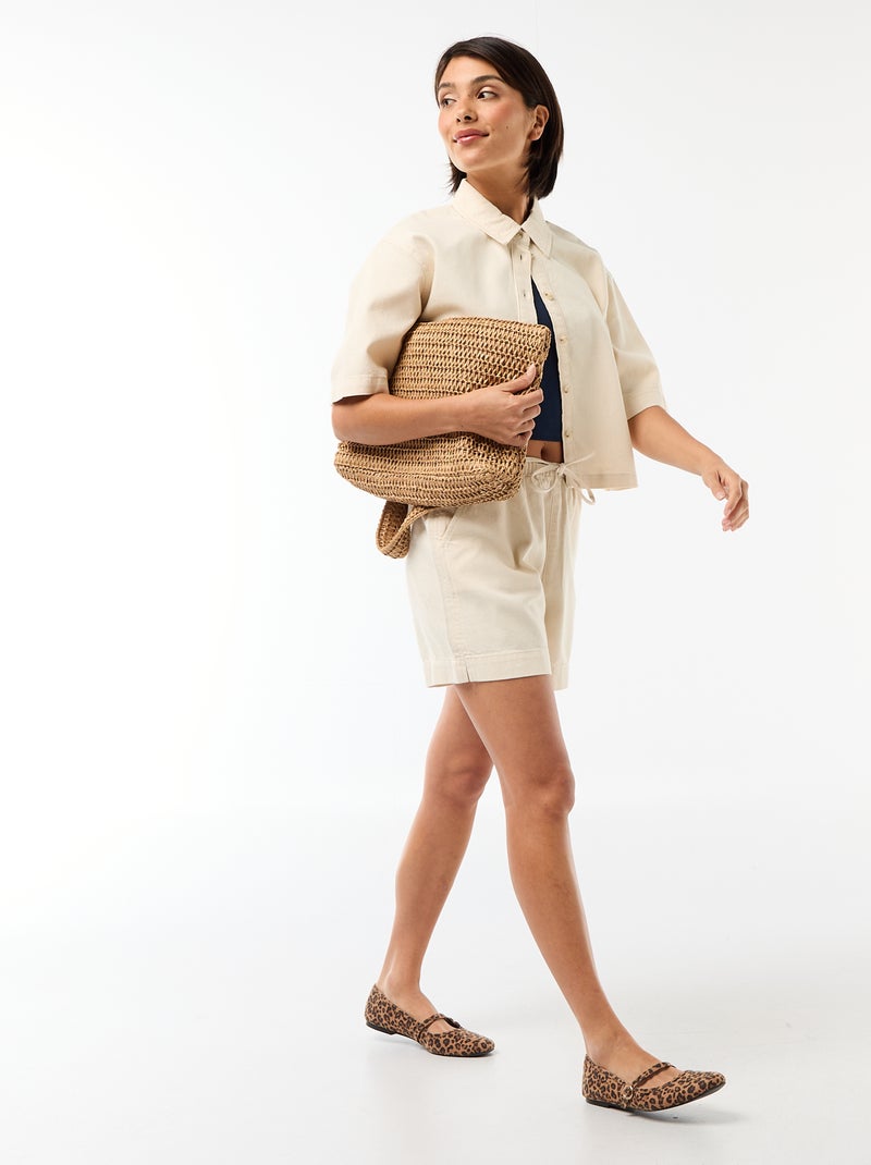 Denim blouse met 3/4 mouwen Wit - Kiabi